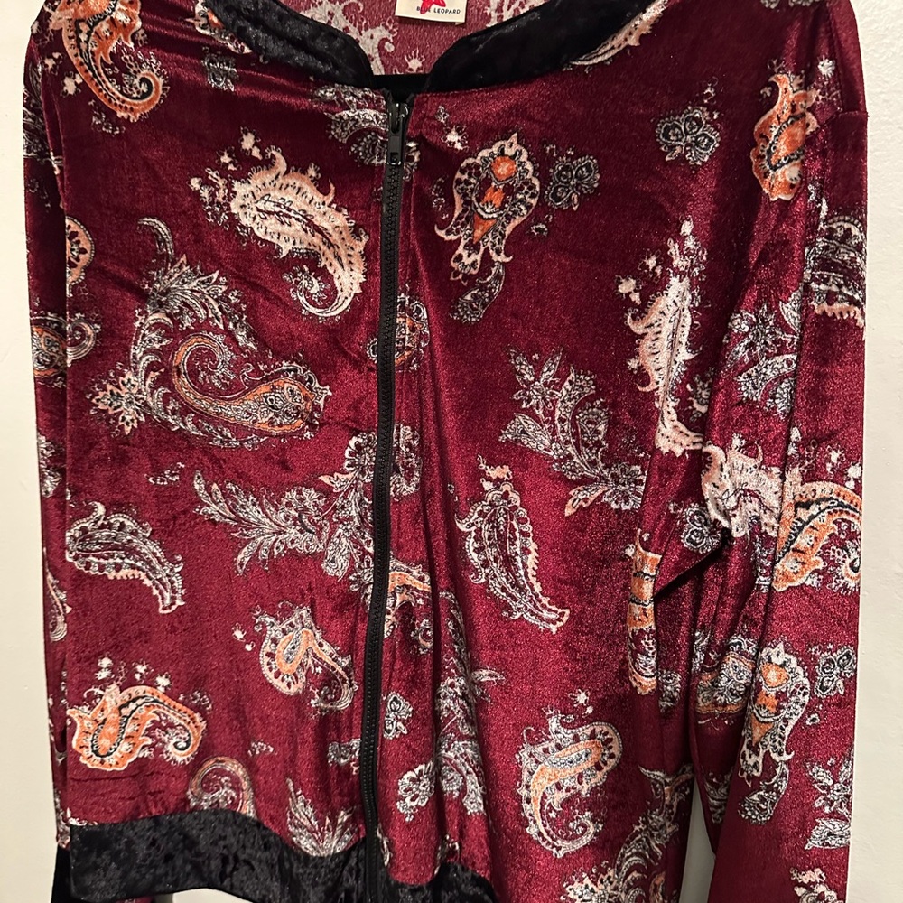 Paisley Velvet Jacket in Burgundy and Black from dolls kill 1x